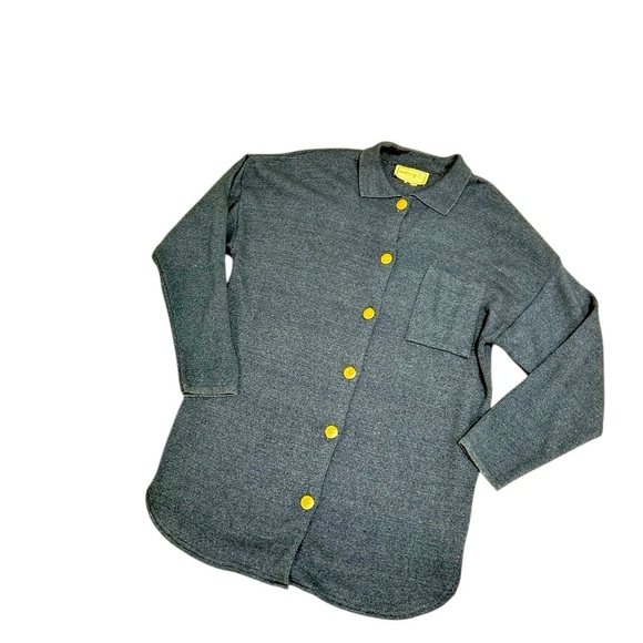 Vtg 90’s Nancy b. NYC blue duster Cardigan silver Buffalo embossed buttons sz XL - Picture 3 of 12